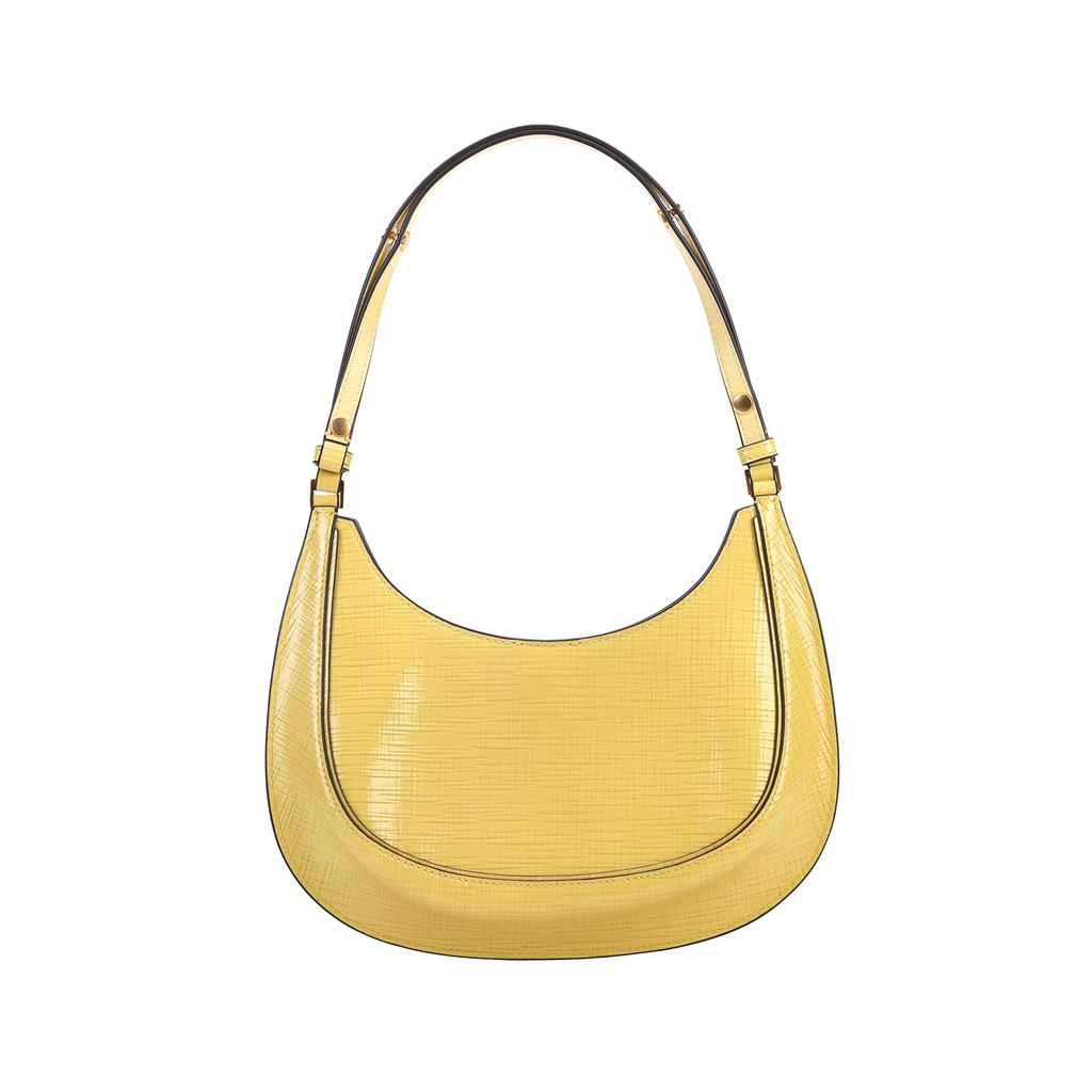 Tory Burch Robinson Magnetic Closure Adjustable Shoulder Strap Leather Crescent Bag Women Handbags Yellow 158509-700