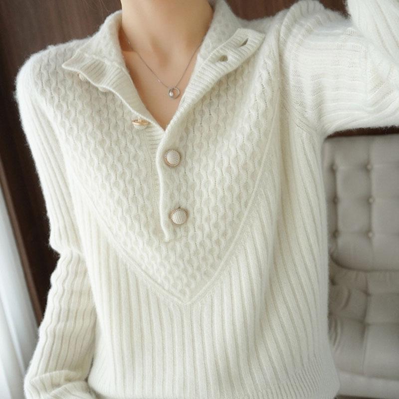 Women's Autumn and Winter Sweater, Thickened , Warm Knitted Stretchy Long-Sleeve Oversized Top