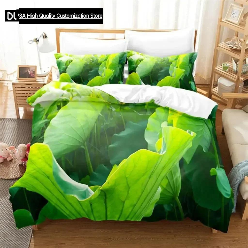 Comforter Green Leaves Queen Bedding Set Kids Bedding Digital Printing King Size