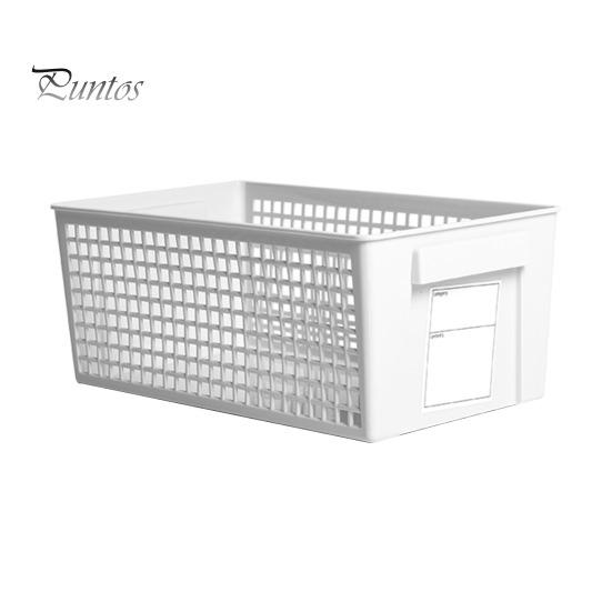 

Пластиковая корзина для хранения с этикеткой, многоцелевая корзина для хранения с нескользящей ручкой, вентилируемая, легко моющаяся корзина для хранения косметических канцелярских принадлежностей белый