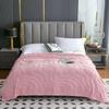 Multi-Functional Plush Jacquard Coral Fleece Blanket - Solid Color, Customizable for Office or Home Use
