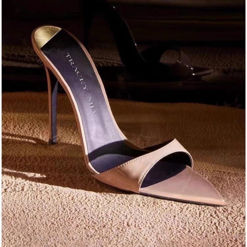 Fashion Women Slippers 2025 New Summer Thin Heel Slippers Pointy Toe Fashion Open Toe Gladiator Sandals High-heel Slippers Zapatos Mujer