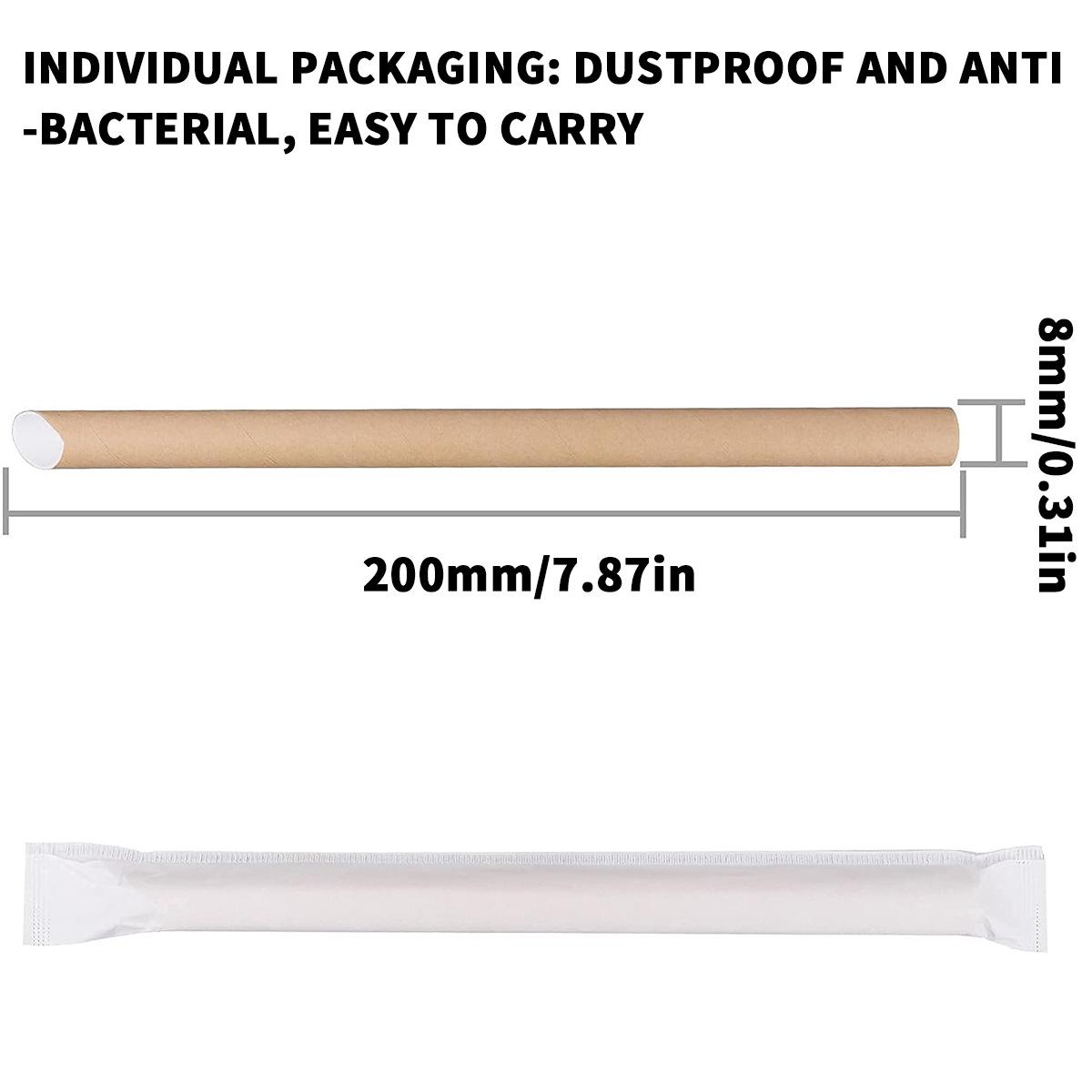 

Pack of 3000, 8x200mm Degradable Kraft Paper Straws with Custom Logo and Individual Packaging