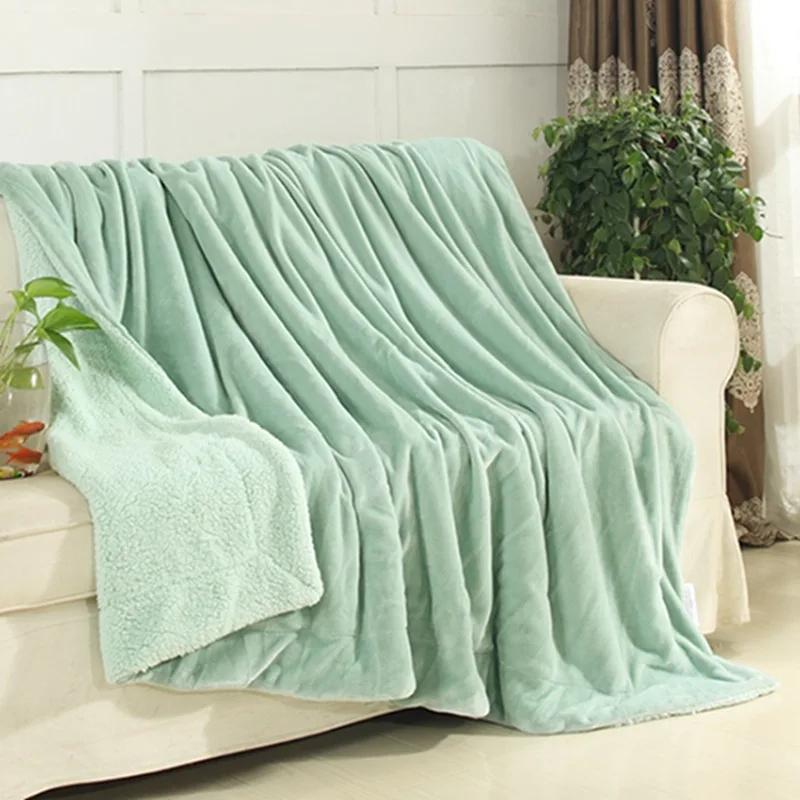 Wool Throw Blanket Keep Warm Winter Bed Blankets Double Sided Queen Duvet Cover Camping Double Bed Cover Bedspread On The Bed
