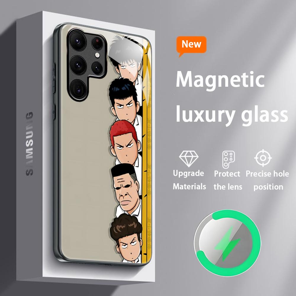 The First Slam dunk Anime Hot Phone Case For Samsung S25 S24 S23 S22 S21 S20 Plus Ultra Note20 Glass Magnetic Case