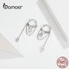 Bamoer Waterdrop Round Geometric Chain Dangle Earrings For Stylish Jewelry Women Sterling  Color Female Stylish Orecchini Sce638Geometric Chain