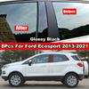 8Pcs Carbon Fiber / Glossy Black Car Pillar Post Cover Door Trim Window Sticker Column Accessories For Ford Ecosport 2013-2021