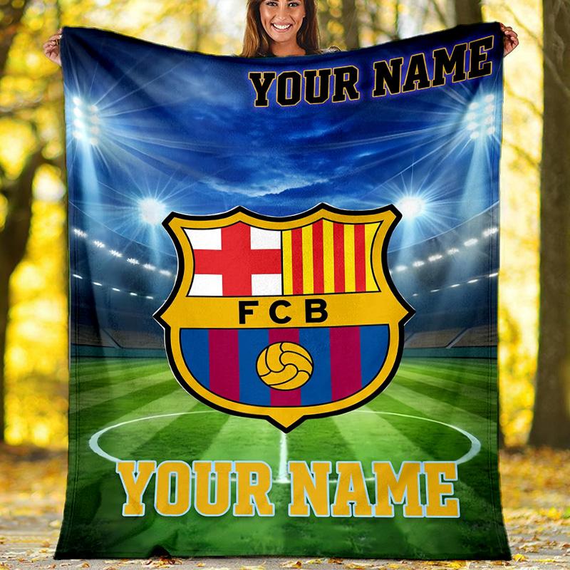 Customiz Name Personality FC Barcelona logo Blanket Soft&Warm Office Bed Travel Lunch Break Blanket,Gift All Seasons