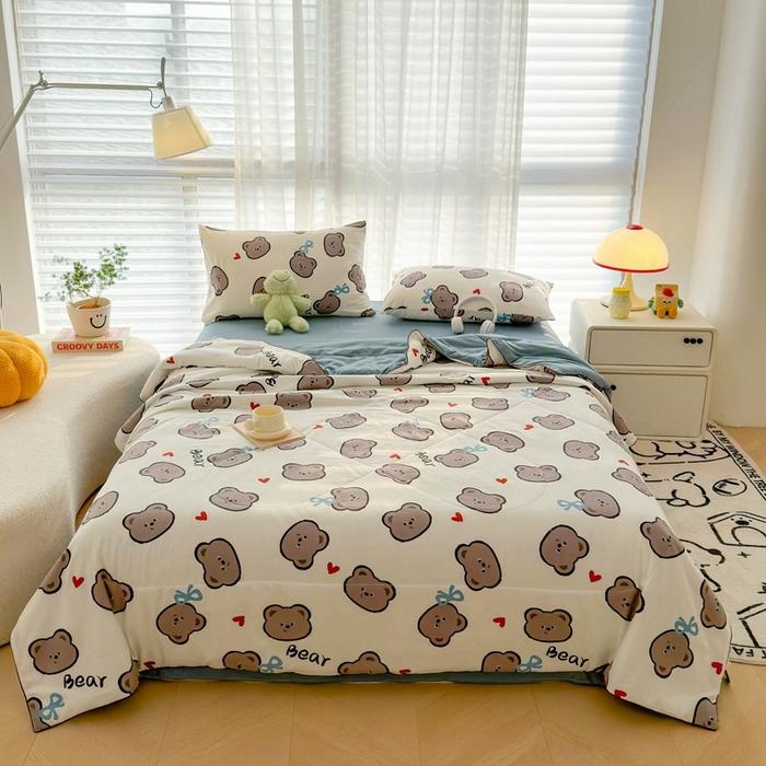 Summer Lightweight Quilt Wrinkle Resistant Washed Cotton All Season Comforter Single Double Bed Air Conditioning Duvet