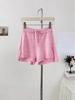 Women's Korean Style Knit Shorts with Drawstring and Wide-Leg Design - Spring 2026, Age-Defying, Solid Color, Leg-Lengthening.