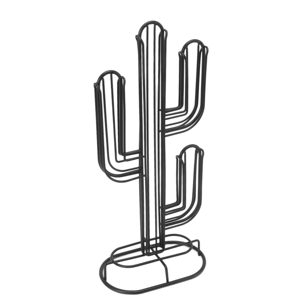 Suport pentru capsule de cafea în formă de cactus, pentru acasă, din fier negru, organizator suport pentru depozitarea capsulelor de cafea, capacitate 48