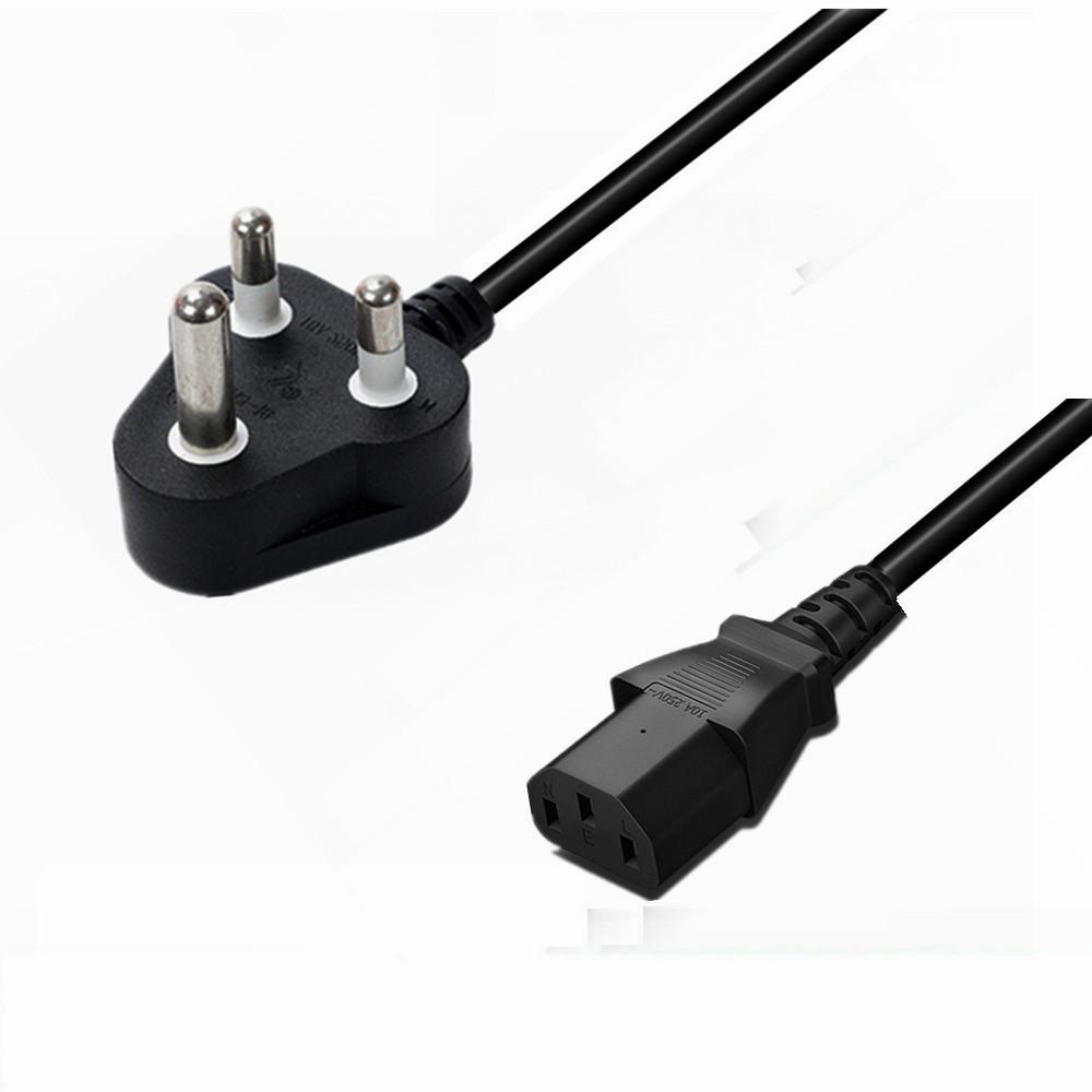 India-South Africa 3-Pin C15 Power Cord, 3-Core 0.75mm