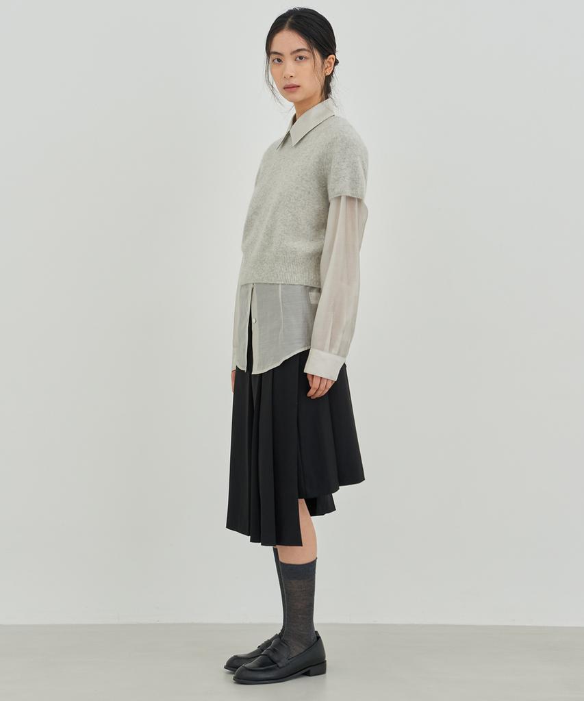 Oeoseoul Pleated Wrap Skirt [Black]