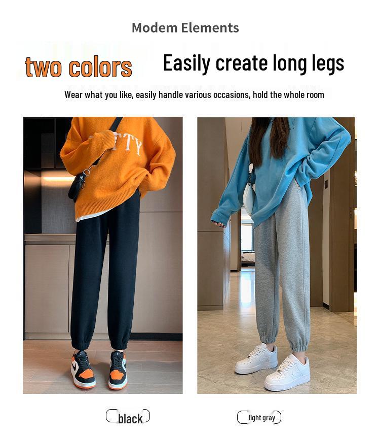 Plus Size Black Jogger Pants for Women - Slimming, Lightweight, Casual Sweatpants for Spring & Autumn, Ideal for Pear-Shaped Bodies
