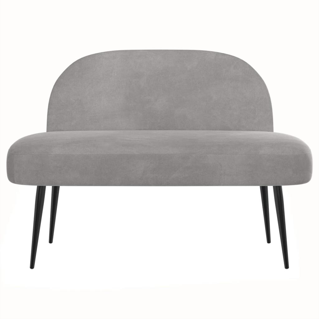 Padded Bench with Backrest Light Grey 110 X 60 X 76 Cm Velvet