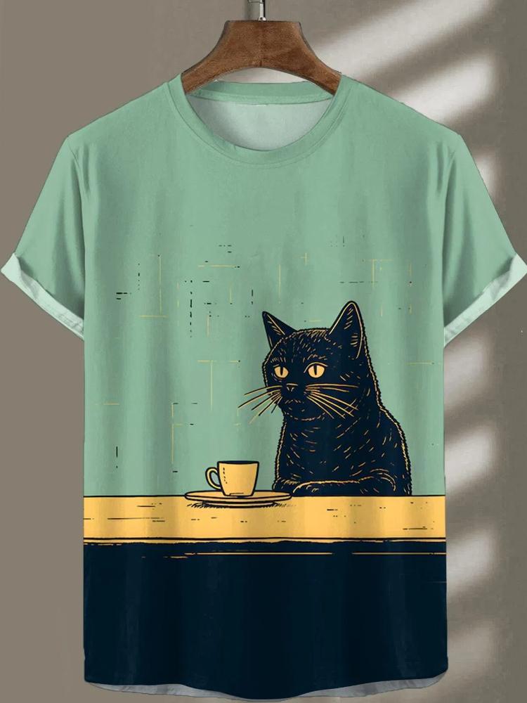 Футболка мужская с принтом мультяшного кота 3D — фото 3