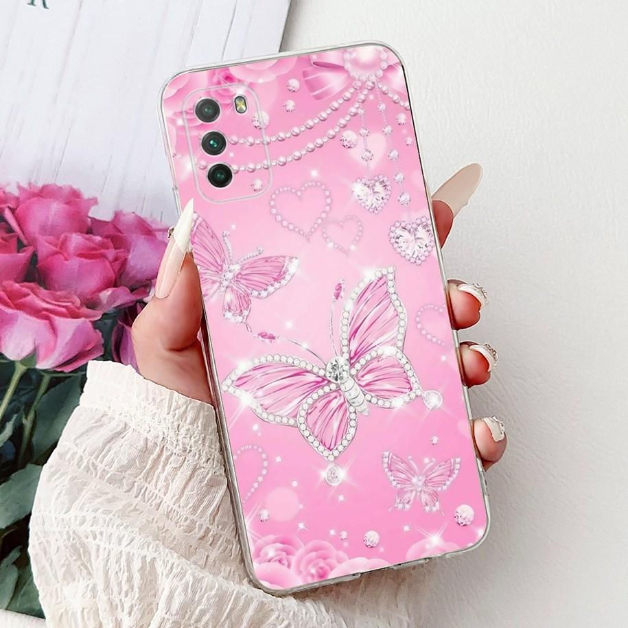 For Xiaomi Poco M3 Case Poco M3 Pro 5G Cover Fashion Flower Bowknot Capa Soft Slim Silicone Bumper For Xiaomi PocoM3 M3Pro Shell