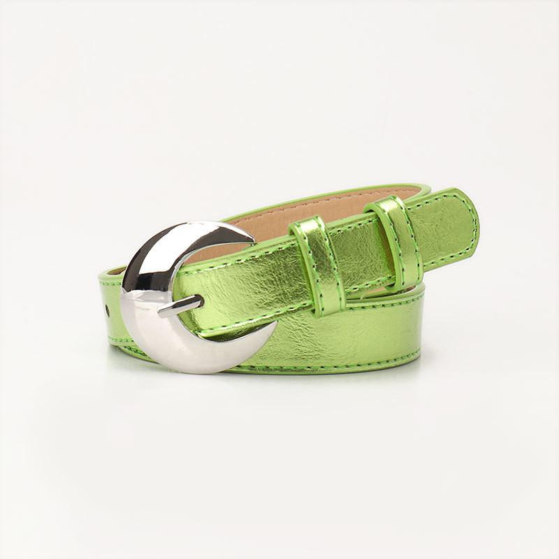 Moon Silver Fashion Belt For Women With Alloy Buckle And Leather Look For Casual Wear