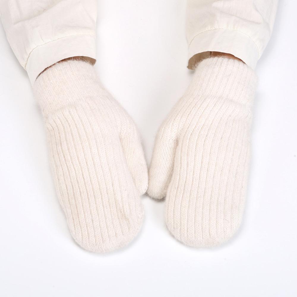 Keep Warm Full Finger Gloves Furry Drive Cycling Mittens New Knitted Wool Gloves Winter