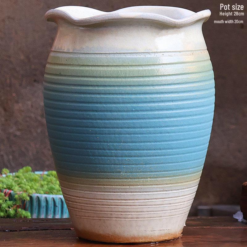 Handmade Large Purple Clay Ceramic Pot for Succulents and Bougainvillea – Breathable, Coarse Pottery Design for Living Room.