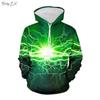 Sweatshirts for Men Cool 3D Lightning Print Fashion Hooded Sweatshirt Street Harajuku Kangaroo Pocket Long Sleeve Graphic Hoodie