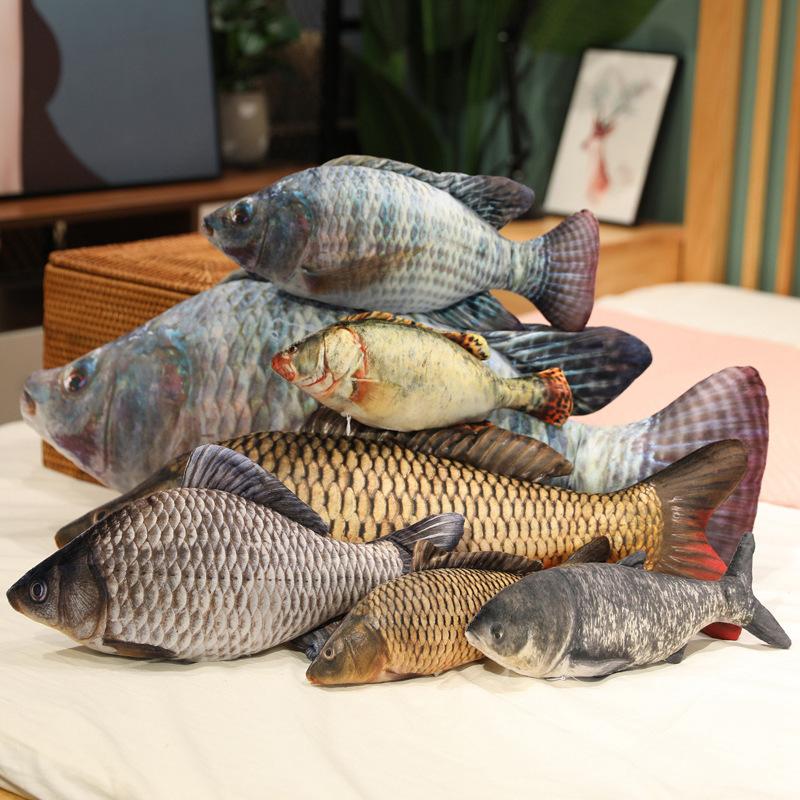 Simulering Funny Fish Plysj Leker Kjempe Utstoppet Myk Dyr Karpe Plysjpute Kreativ sovepute for barn Jenter Julegave