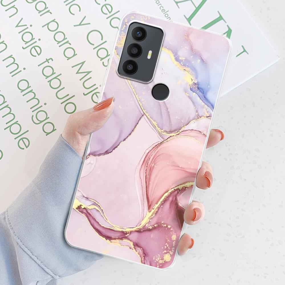 Für TCL 305 Hülle Für TCL 306 Blumenmuster Transparentes TPU Silikon Weiche Handyhüllen Cover Hülle Stoßstange Für TCL 305 306 Fundas
