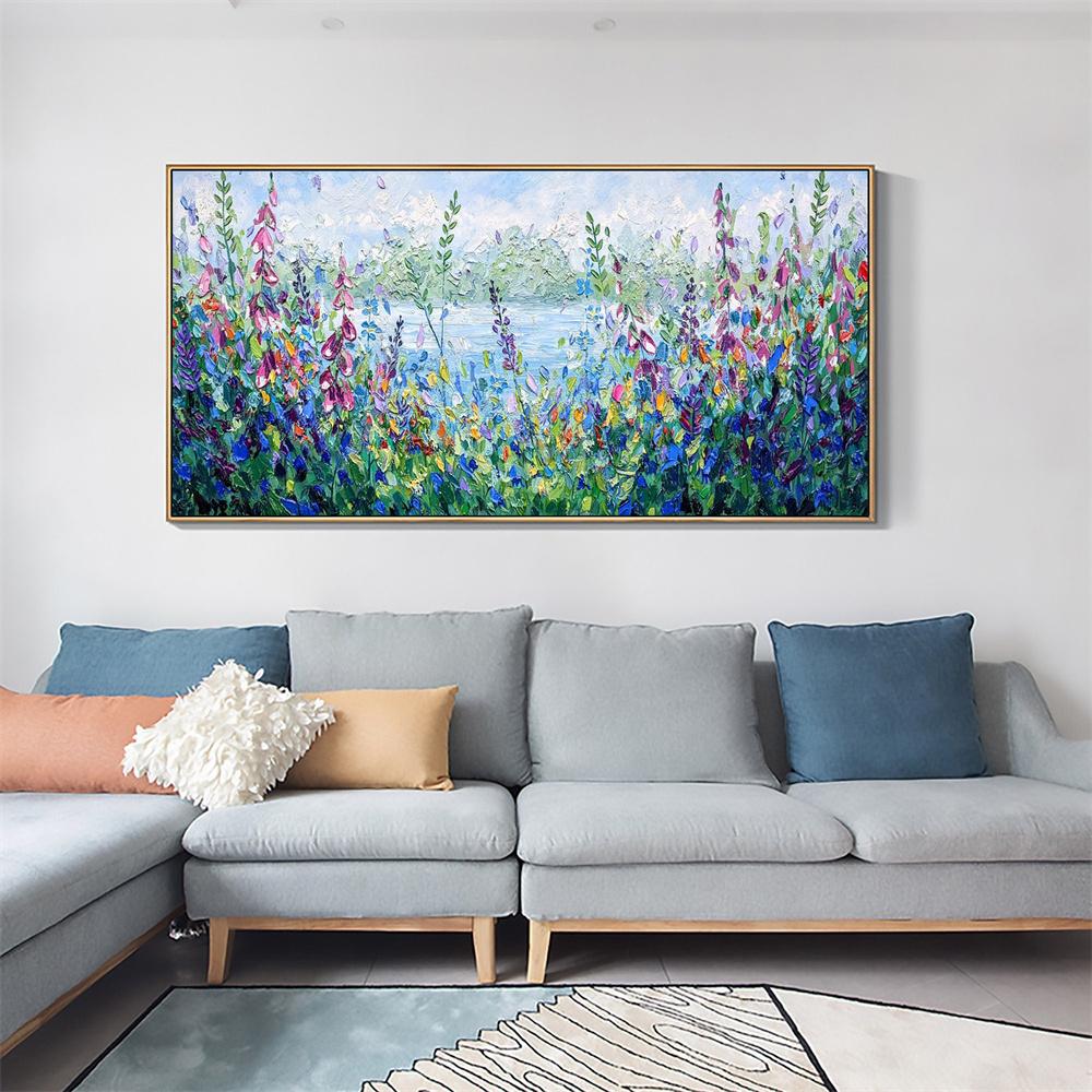 Dipinto ad olio originale Astratto moderno Dipinto di fiori colorati