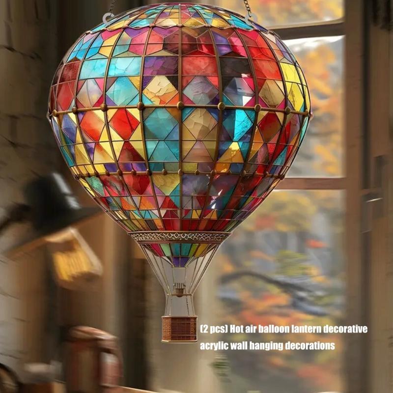 Colorful Hot Air Balloon Garden Decoration Acrylic Hanging Lanterns Easyly Installation For Walls Ceiling Window