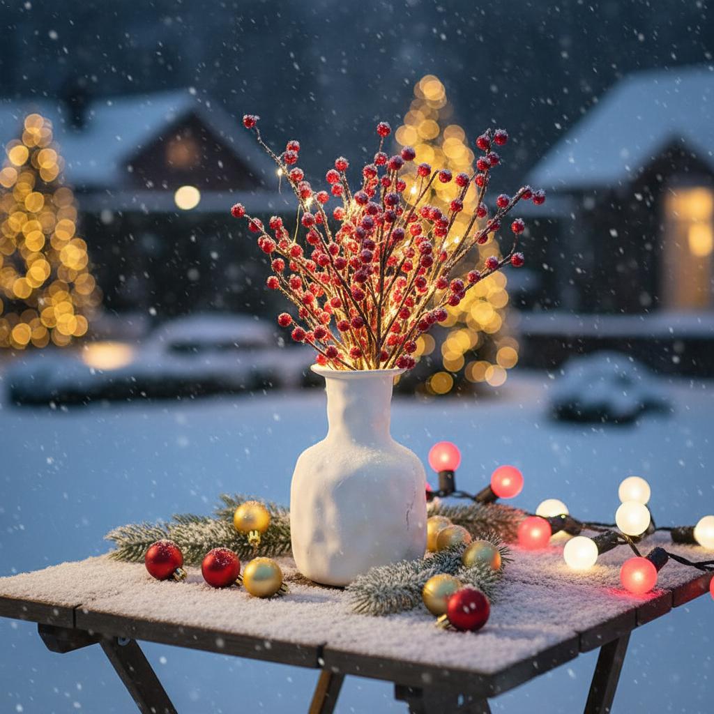 12Pcs 35/40cm Simulated Red Berry Artificial Red Berries Fruit Wedding Home Table Party Decor Christmas New Year DIY Bouquet