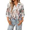 Women's fashionable and casual summer V-neck patchwork three-quarter sleeve retro top
