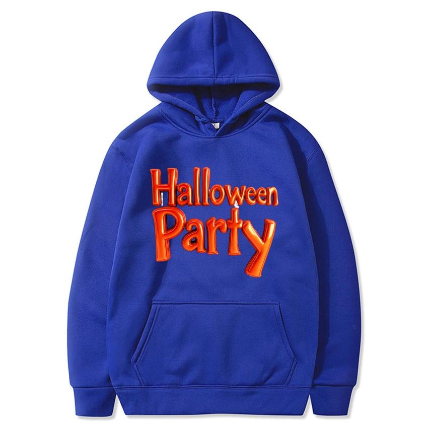 Halloween Letter Autumn Winter Fleece Hoodie Street Fashion Harajuku Pullover Men's and Women's Casual Long Sleeved Warm Hoodie