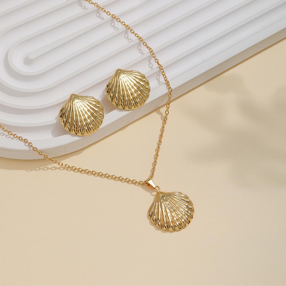 Luxury Geometric Leaf & Flower Earrings Necklace Set