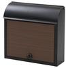 Gardenmaster Mailbox with Dial Lock, 38cm Wide X 12cm Deep X 37cm High (Postbox/Delivery Box), Wall-Mounted, Black/Walnut, WP1603D(BK/DWD)