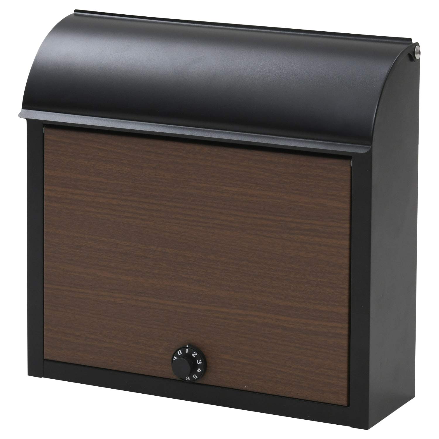 

Gardenmaster Mailbox with Dial 38cm Wide x 12cm Deep x 37cm High Lock, (Postbox/Delivery Box), Wall-Mounted, Black/Walnut, WP1603D(BK/DWD)