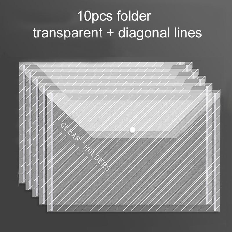 5/10pcs A4 File Bags Transparent Plastic Large-capacity Waterproof Snap-on Type Test Paper Storage Supplies for Archives TMZ