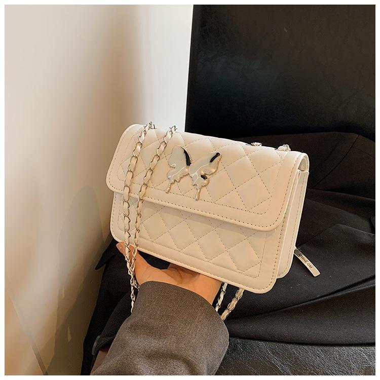

Premium bow underarm fashion bag women s simple diamond chain small square bag trendy shoulder messenger bag білий
