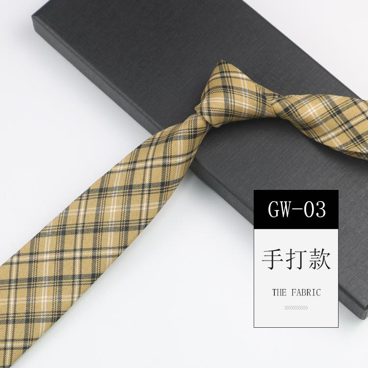 Cravatta a quadri da uomo e da donna, a mano, casual, camicia casual, uniforme, stile college, caffè, retrò, cravatta in cotone
