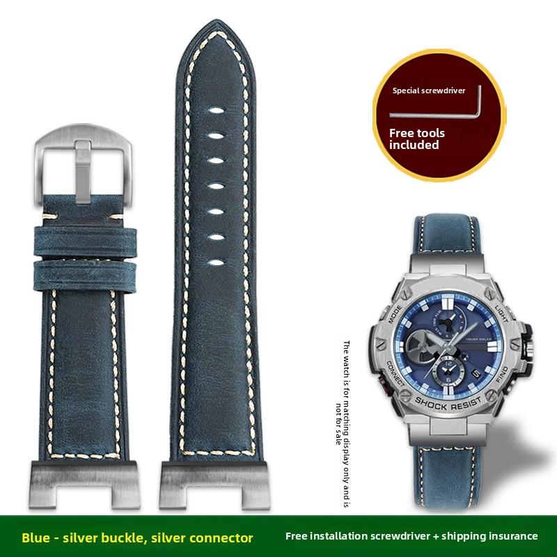 Retro matt Rindsleder Uhrenarmband für Casio G-Shock GST-210 GST-W300 GST-400G GST-B100 S100D/S110D/W110 Herren Lederarmband Armband