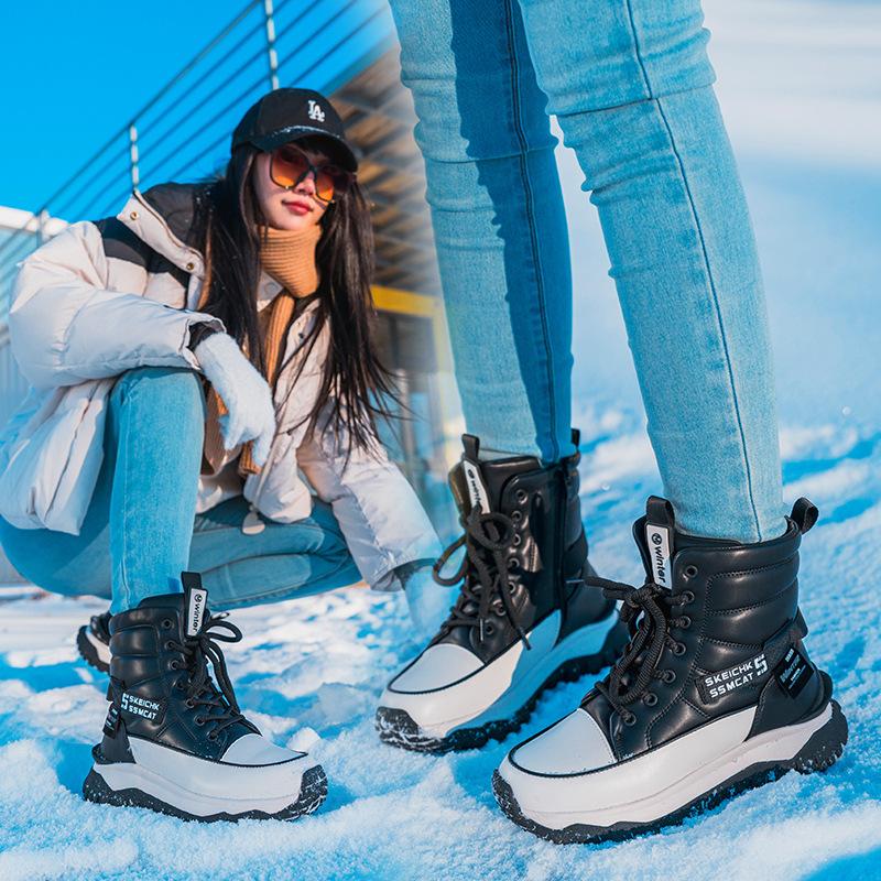 Women's winter fur one thickened padded waterproof cozy warm cold lightweight hiking waterproof non-slip thick-soled snow boots