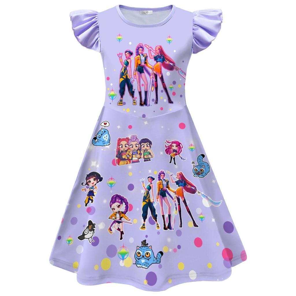 Abiti Casual Semplici Versatili con Stampe alla Moda per Bambine Ragazze