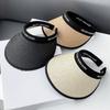 Empty top uv sunscreen hat women's UV protection large brim beach sunshade straw hat cycling sunscreen face cover sun hat