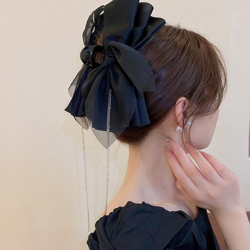 Winter explosion bow grab clip women's high sense exquisite versatile hairpin women's back head shark clip hair accessories