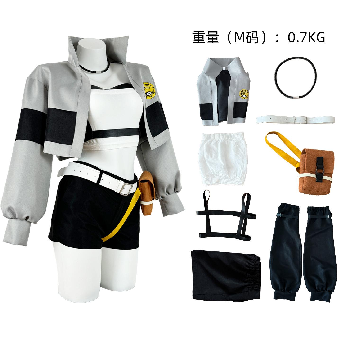 GACHIAKUTA Guita Riyo Rudo Cosplay Kostuum Blauwe Jumpsuit Pyjama Anime Dagelijkse Kleding Halloween Borduurwerk Top Vest Korte Pruik Set L