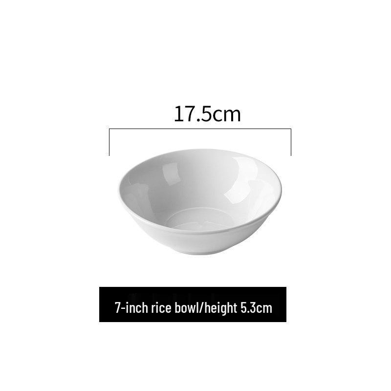 White Ceramic Microwaveable Bowl – Versatile for Soup, Noodles, Rice, and More, Ideal for Home or Commercial Use