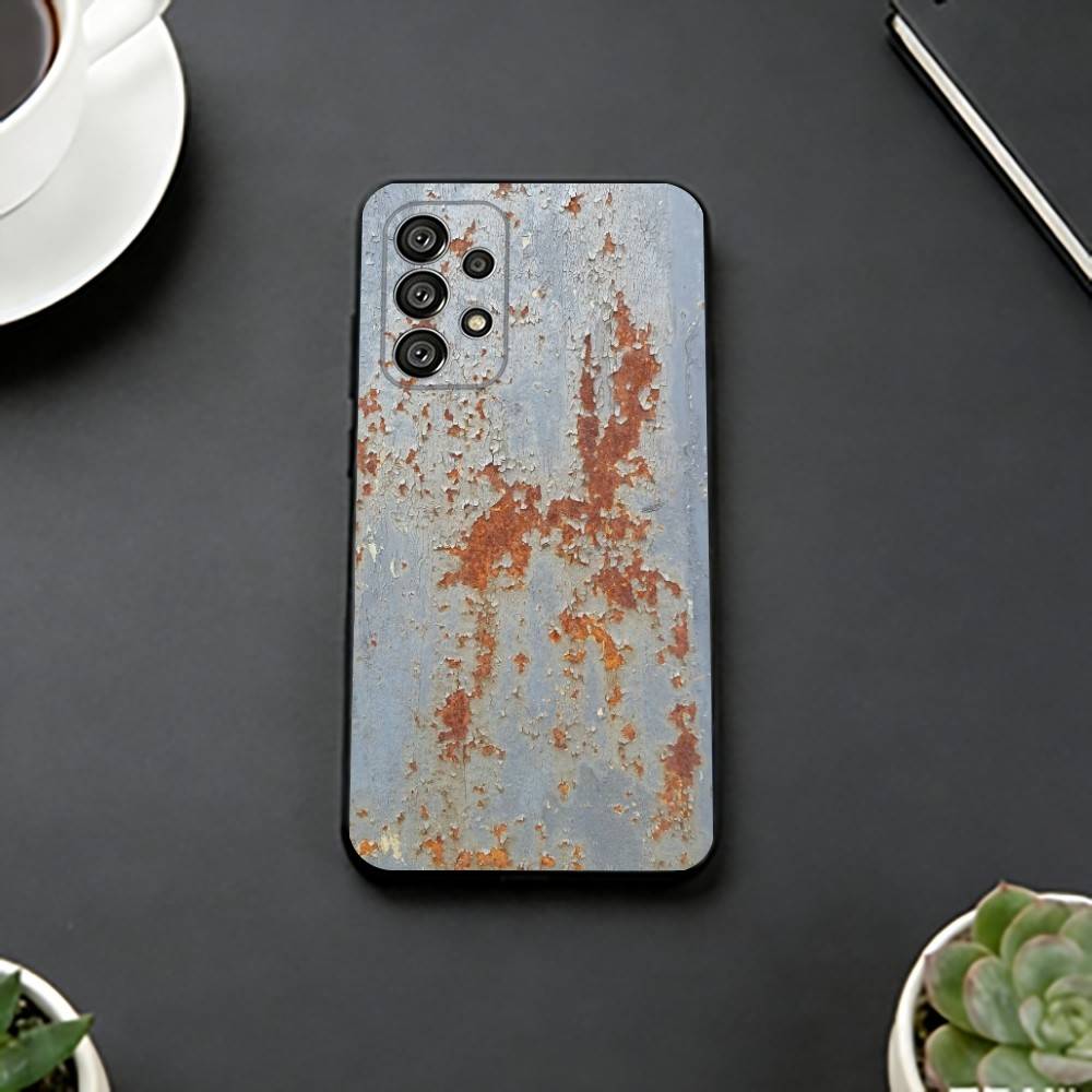 Retro Industrial Style R-Rusty Phone Case For Samsung S25,S24,S21,S22,S23,S30,Ultra,S20,Plus,Fe,Lite,Note,10,Black Cover