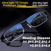 Progressive Multifocal Reading Glasses Blue Light Blocking Half Frame Bifocal +1.00 To +4.00 for Men Women Presbyopia Eyeglasses