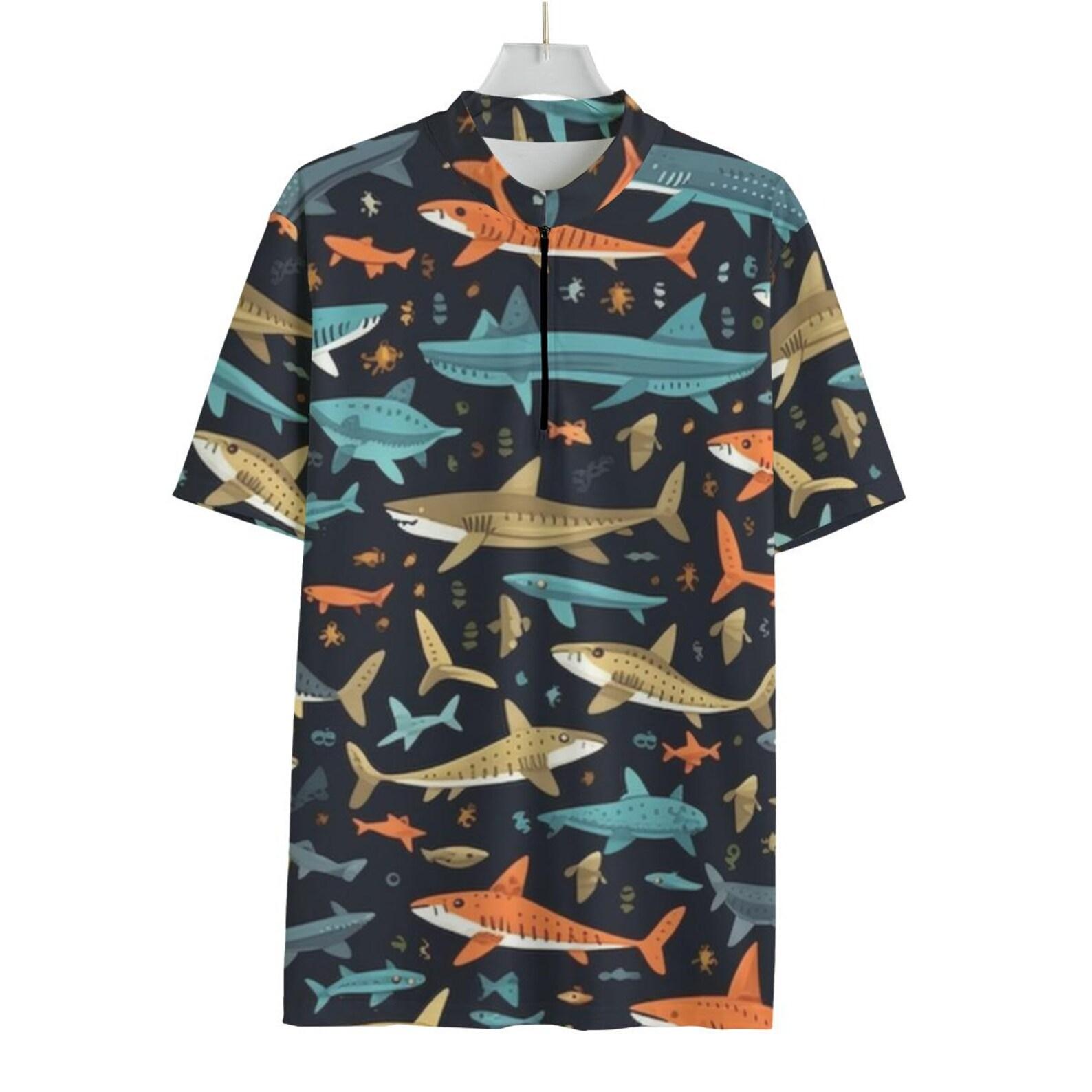Trail Shark – Colorful Shark Print Cycling Jersey L