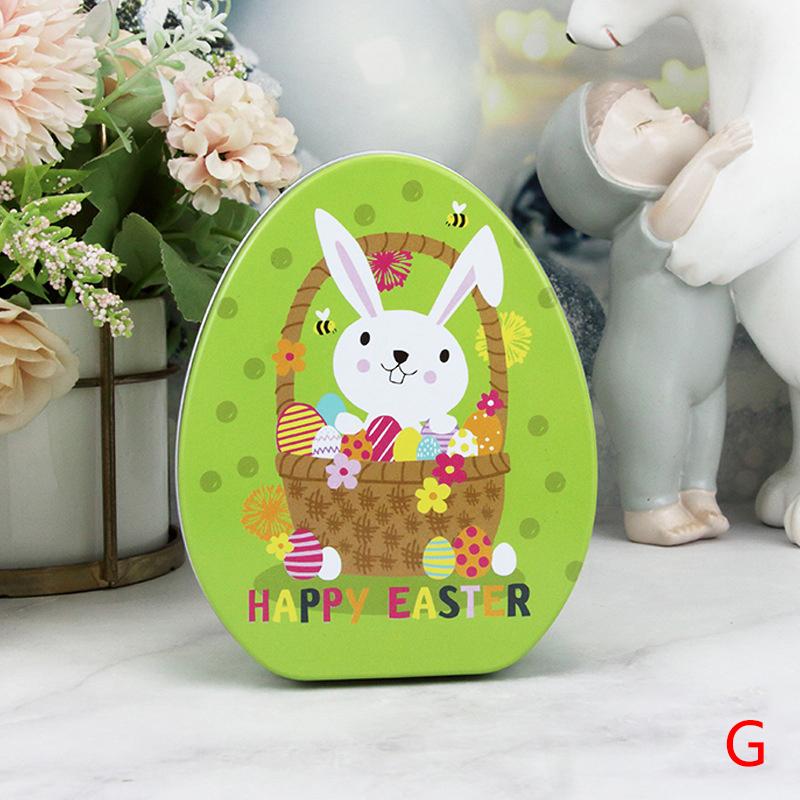 

Bunny Egg Candy Box Easter Gift Boxes Cartoon Rabbit Tinplate Box Cookie Packaging Case Party Decorations Kid Gifts