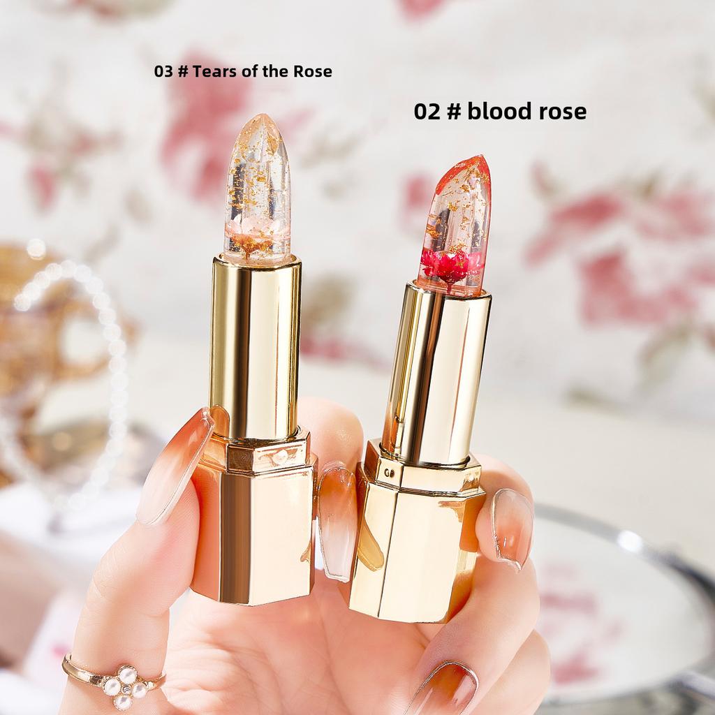 Lotus Flower Jelly Lipstick Color Change Moisturizing Repair Anti-Crack Long-Lasting Non-Stick Temperature Sensitive Lip Care